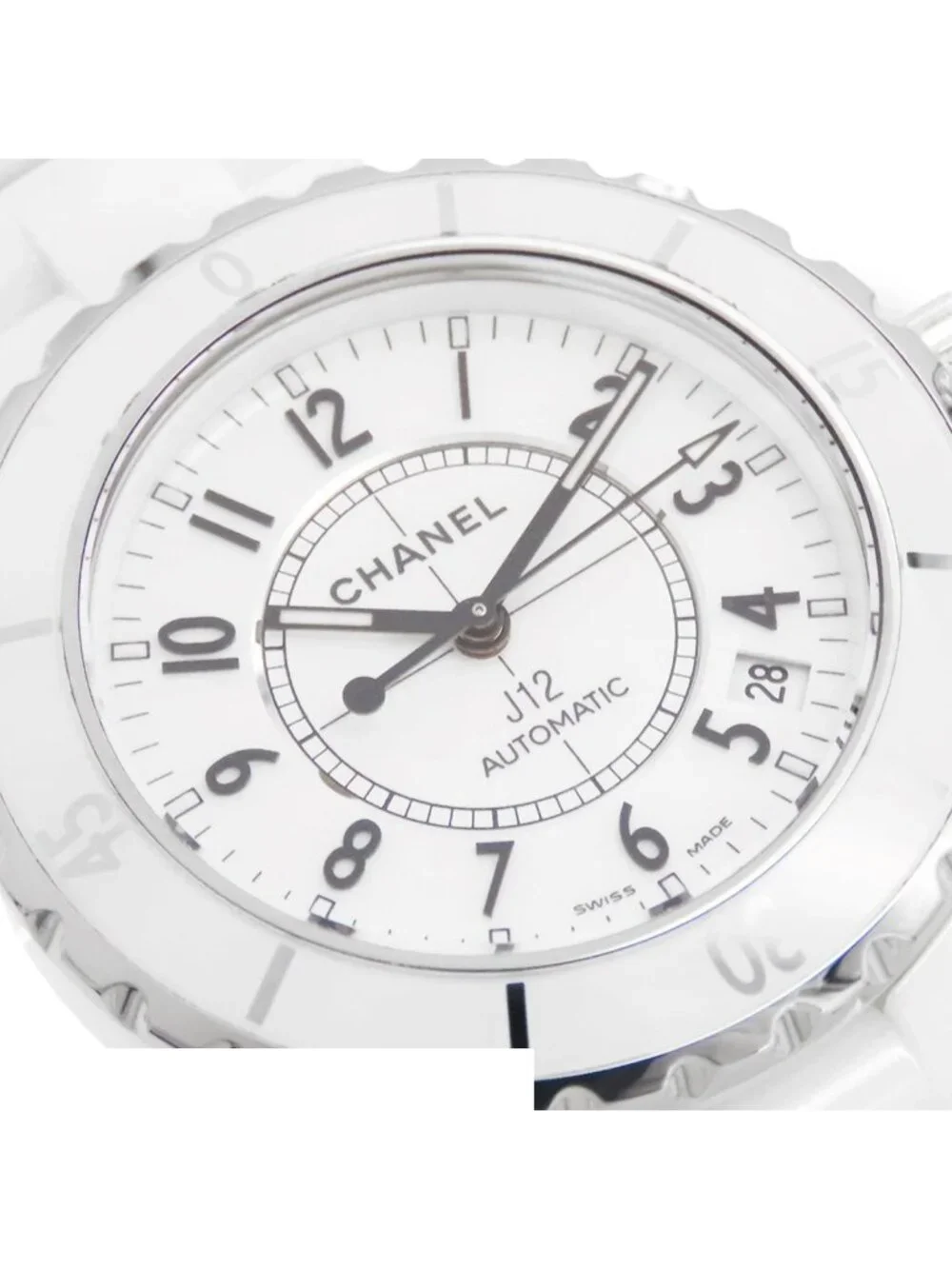 Chanel White SS Ceramic 38 Card Watch Automatic